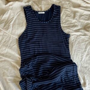 Marine Layer Navy Blue Striped Tank Bodycon Midi Dress